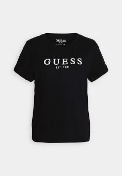 Guess Roll Cuff - Print T-Shirt - Jet Black -Guess Apparel 10326572d2c540d886788a57e1f0248e