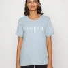 Guess Roll Cuff - Print T-Shirt - Coronado Blue