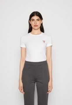 Guess Ss Cn Mini Triangle Tee - Basic T-Shirt - Pure White