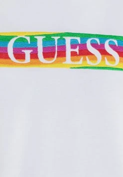Guess Pride Wave Logo Tee - Print T-Shirt - Pure White -Guess Apparel 1bcca38c21324429b1dc19706e776b69