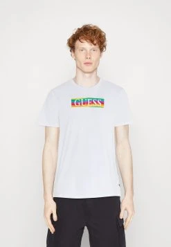 Guess Pride Wave Logo Tee - Print T-Shirt - Pure White