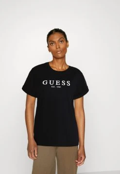 Guess Roll Cuff - Print T-Shirt - Jet Black