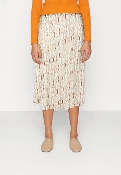 Golden Monogram Skirt - Pleated Skirt - White/Gold-Coloured