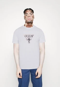 Guess Ss Cn Geo Triangle- Print T-Shirt - Pure White