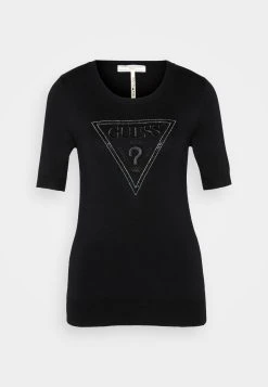 Guess Elora Triangle Logo - Print T-Shirt - Jet Black -Guess Apparel 38d014e4bd6c4c6bb757e40a6a86a1db