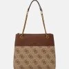 Guess Berta Elite Society Carryall - Tote Bag - Latte Logo/Brown