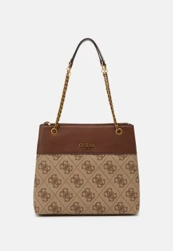 Guess Berta Elite Society Carryall - Tote Bag - Latte Logo/Brown