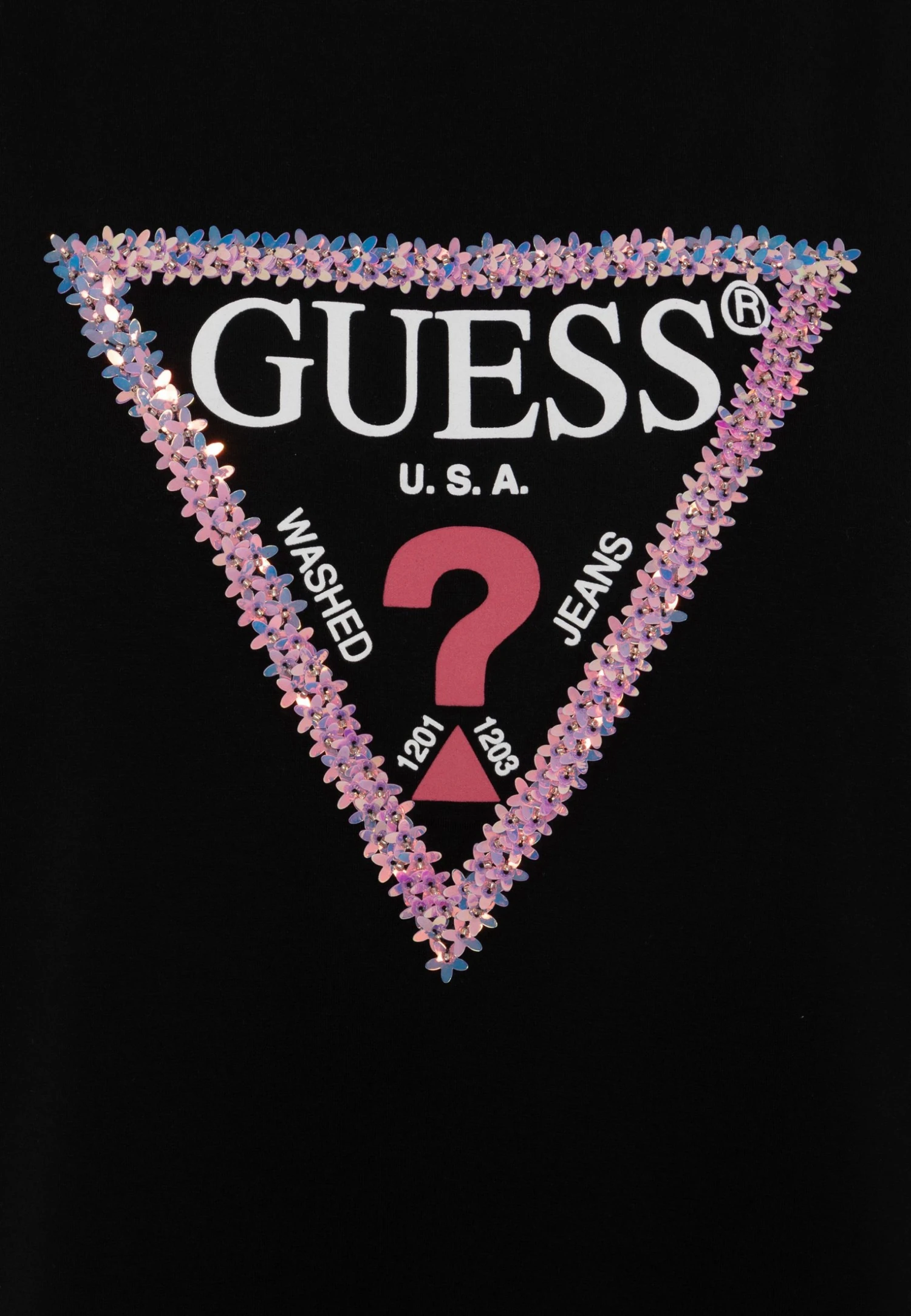 Guess 3D Flowers Triangle Tee - Print T-Shirt - Jet Black 7 Guess 3D Flowers Triangle Tee - Print T-Shirt - Jet Black - Image 5