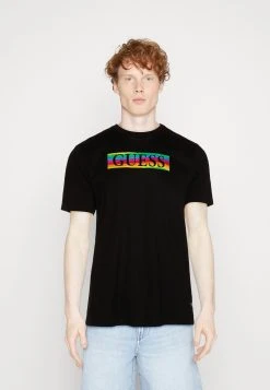 Guess Pride Wave Logo Tee - Print T-Shirt - Jet Black