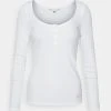 Guess Karlee Henley- Long Sleeved Top - Pure White -Guess Apparel 5794bd76c33748b993e24776dfceb326