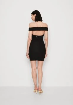 Dahlia Off Shoulder Dress - Cocktail Dress / Party Dress - Jet Black -Guess Apparel 62ab9835e04f4a9484cd5bc1e4fb489a