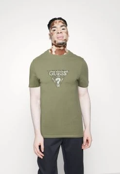 Guess Ss Cn Geo Triangle- Print T-Shirt - Khaki Way