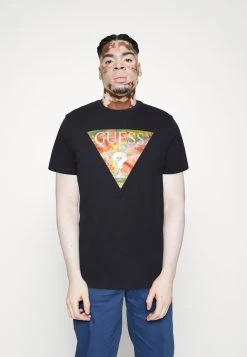 Guess Ss Bsc Abstract Tri Logo - Print T-Shirt - Smart Blue