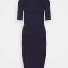 Lena High Neck Ribbed Dress - Jumper Dress - Galaxy Blue