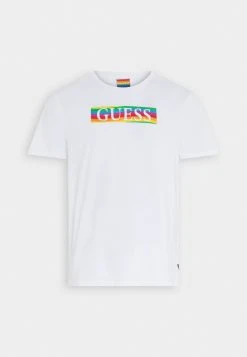 Guess Pride Wave Logo Tee - Print T-Shirt - Pure White -Guess Apparel 80be5dc9e30043d08845bfd8f71925c1
