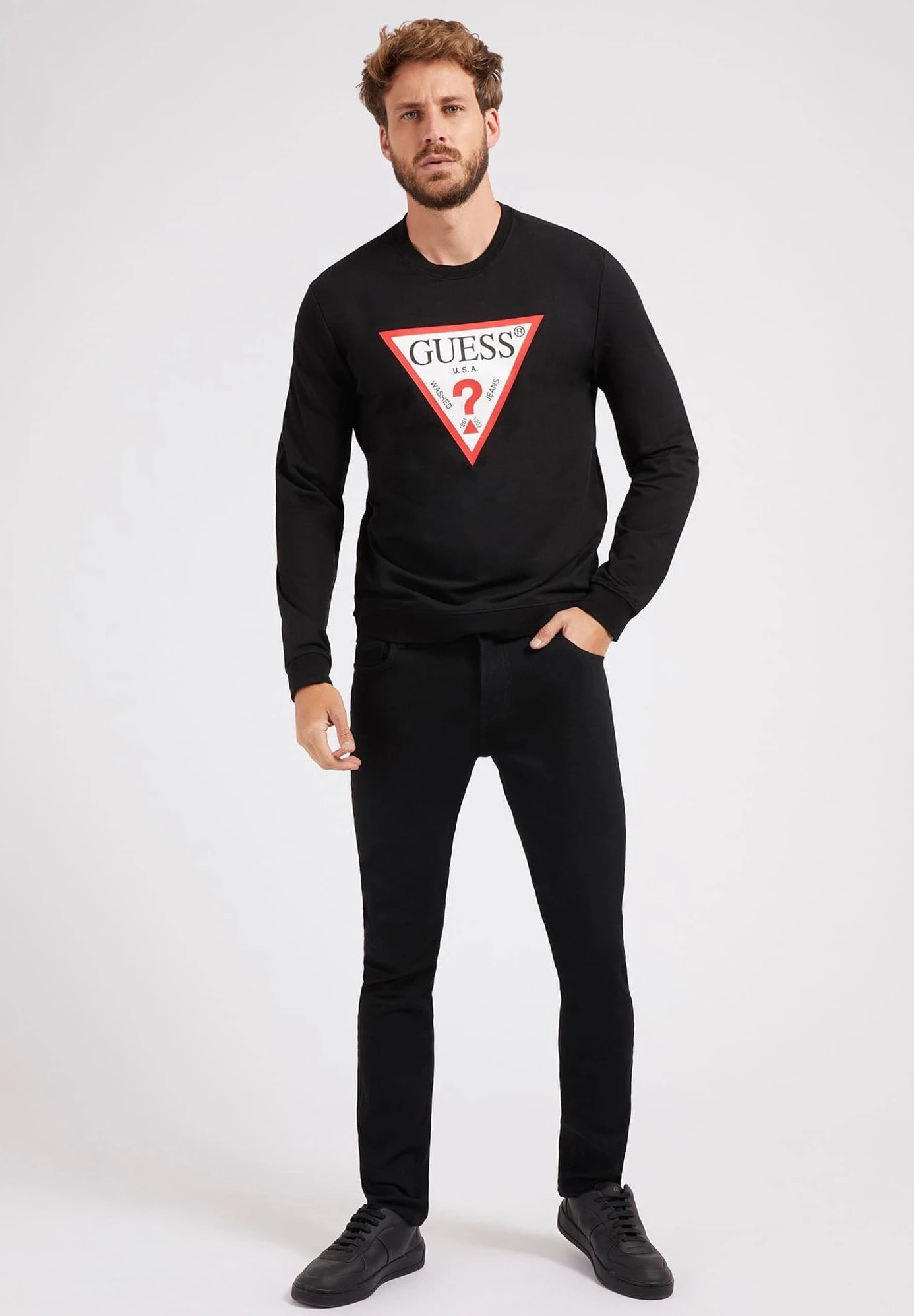 Guess Audley Cn- Sweatshirt - Jet Black A996 4 Guess Audley Cn- Sweatshirt - Jet Black A996 - Image 2