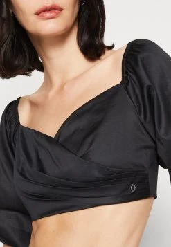 Guess Off Shoulder Cropped Jun Shirt - Blouse - Jet Black -Guess Apparel 9bd9e03222bf4141a52c98edc4c6019f
