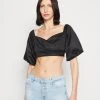 Guess Off Shoulder Cropped Jun Shirt - Blouse - Jet Black -Guess Apparel a8782ab9e2d14284ae8b90fa210f9cfb