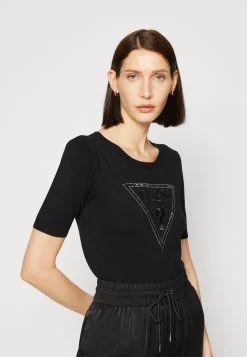 Guess Elora Triangle Logo - Print T-Shirt - Jet Black -Guess Apparel b3ce7922b5ee4c7f935d9b60e73dc868
