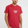 Guess Embro Box Logo Tee - Print T-Shirt - Rouge
