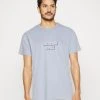 Guess Embro Box Logo Tee - Print T-Shirt - Glacier Sea Blue