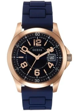 Guess Unisex Sport Date - Watch - Blue/Rose Gold-Coloured