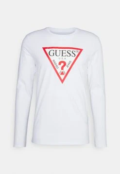 Guess Original Logo Tee - Long Sleeved Top - Pure White