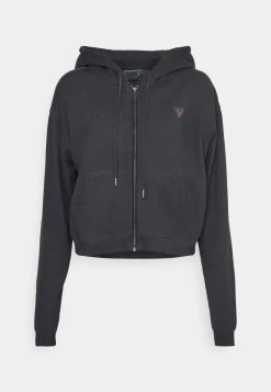 Go Sophie Classic Logo Hoodie - Zip-Up Sweatshirt - Jet Black -Guess Apparel da526e7fe92441f6ab18ada87a7986bd