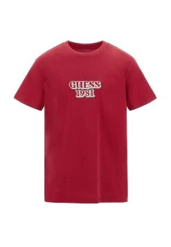 Guess Embro Box Logo Tee - Print T-Shirt - Rouge -Guess Apparel e0e5301875824cfa922f4933bf445639