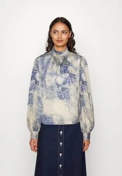 Spring Skin Blouse - Long Sleeved Top - Off-White/Blue