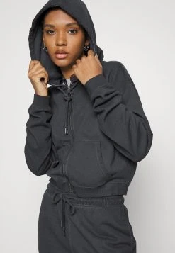 Go Sophie Classic Logo Hoodie - Zip-Up Sweatshirt - Jet Black -Guess Apparel f515ea71b6f34457b857e041eca4fed9