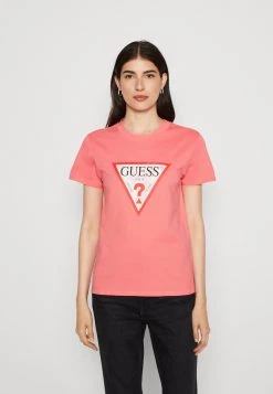 Guess Classic Fit Logo Tee - Print T-Shirt - Plastic Pink